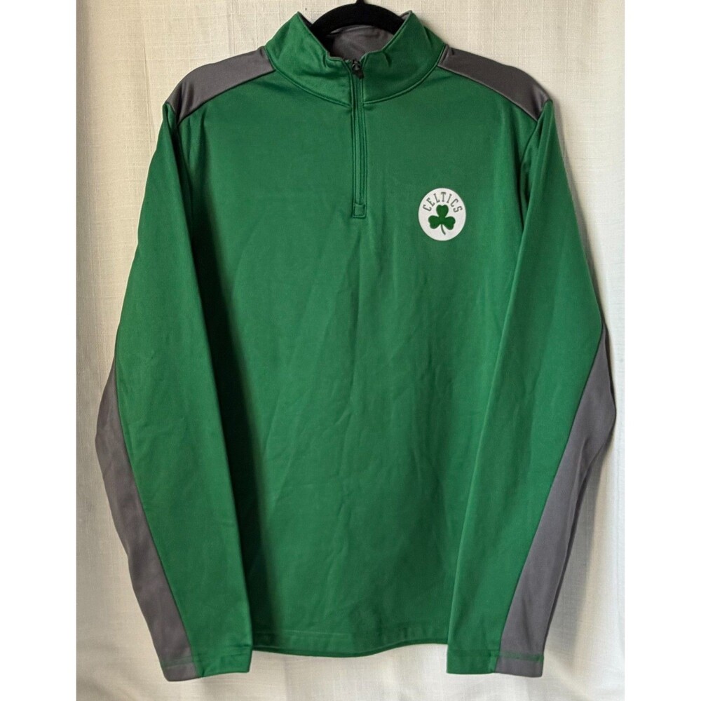 Boston Celtics Fanatics Mens Medium 1/4 Zip Pullover Green NBA Performance